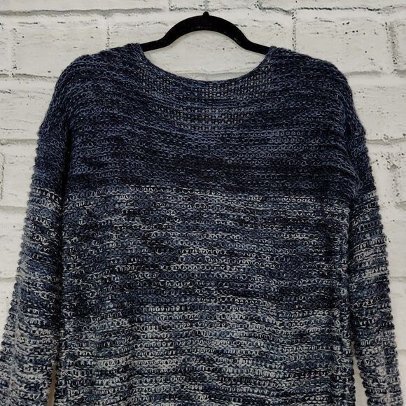 Anthroplogie Quinn Blue Gray Ombre Open Knit Long-Sleeved Sweater Size Small - Picture 7 of 12